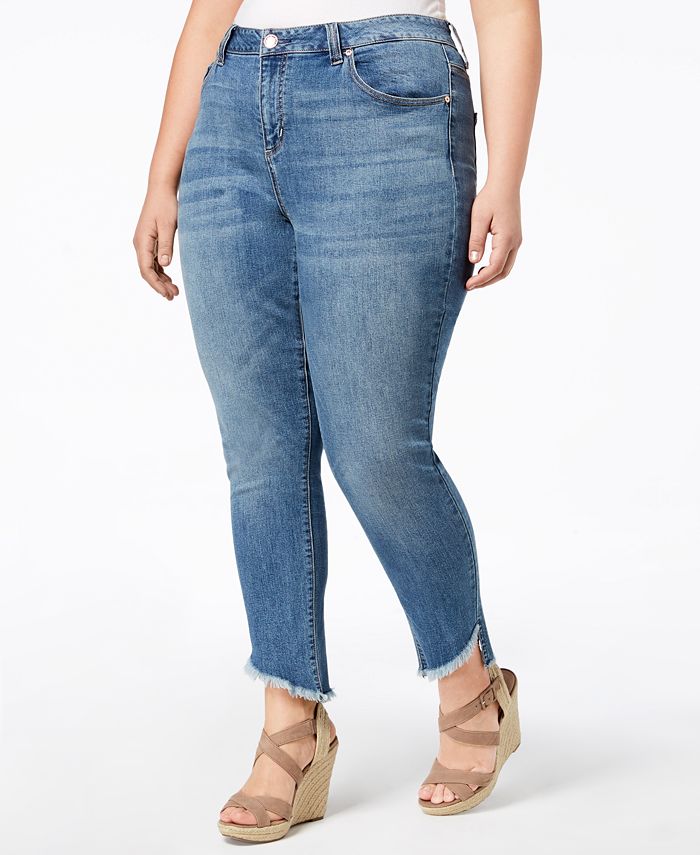 Seven7 Trendy Women's Slant Hem Jeans Blue Size 20W