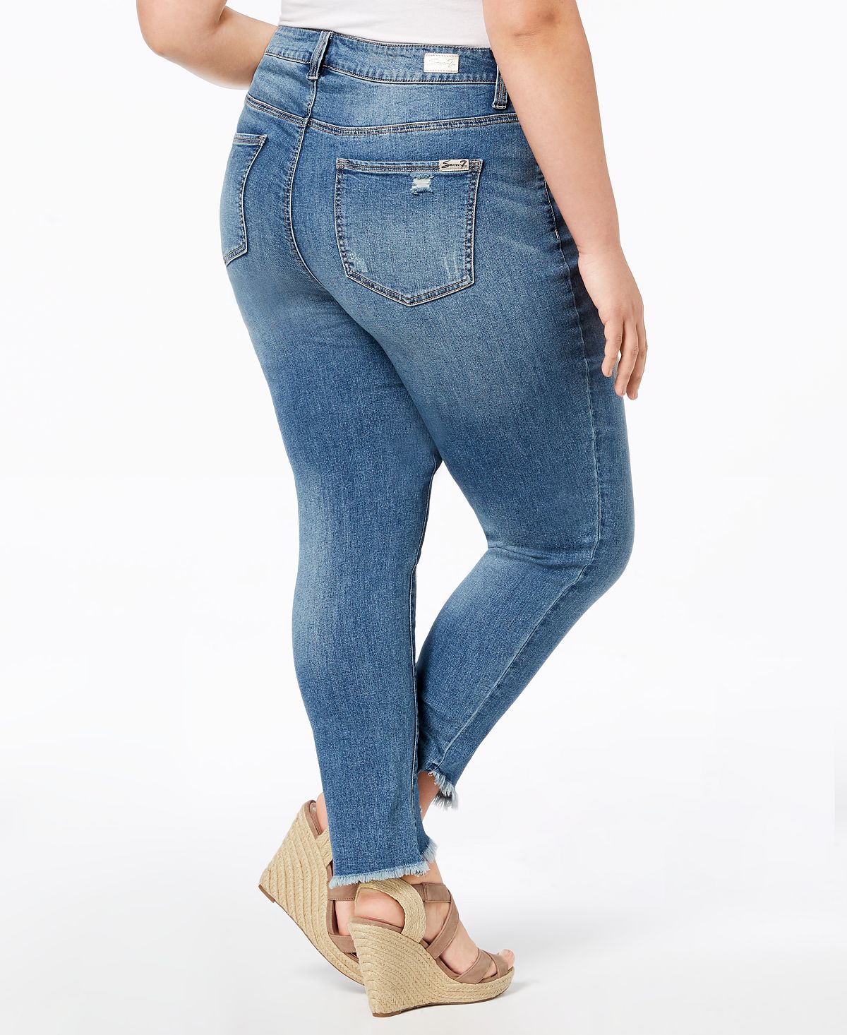 Seven7 Trendy Women's Slant Hem Jeans Blue Size 20W