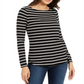 Charter Club Women's Striped Top Black Size Petite S