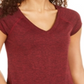 Ideology Women's Essential Heathered V Neck Pullover Top Red Size X-Small