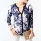 INC International Concepts Women's Printed Long Sleeve V Neck Top White Size Large