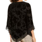 Alfani Women's Velvet Burnout Bell Sleeve Asymmetric Top Black Size XX-Large