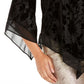 Alfani Women's Velvet Burnout Bell Sleeve Asymmetric Top Black Size XX-Large