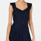Monteau Women's Lace Fit & Flare Dress Blue Size Petite Large