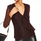 INC International Concepts Women's Ruffled Surplice Printed Top Black Size Small