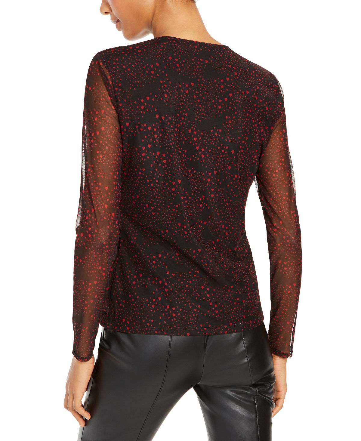 INC International Concepts Women's Ruffled Surplice Printed Top Black Size Small