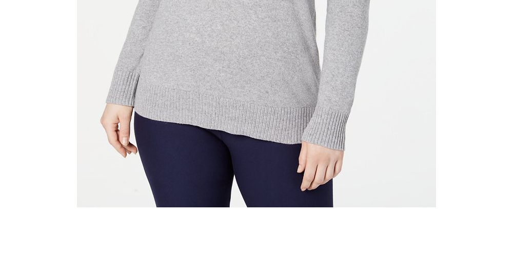 Karen Scott Women's V-Neck Solid Sweater  Smoke Grey Size XL