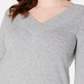 Karen Scott Women's V-Neck Solid Sweater  Smoke Grey Size XL