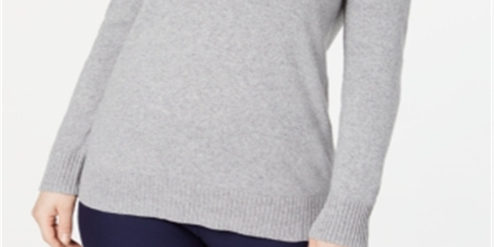 Karen Scott Women's V-Neck Solid Sweater  Smoke Grey Size XL