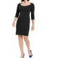 Calvin Klein Women's Zippered 3/4 Sleeve Scoop Neck Above the Knee Sheath Dress Black Size 2