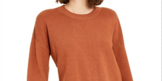 Bar III Women's Contrast Cuff Crewneck Sweater Orange Size XX-Large
