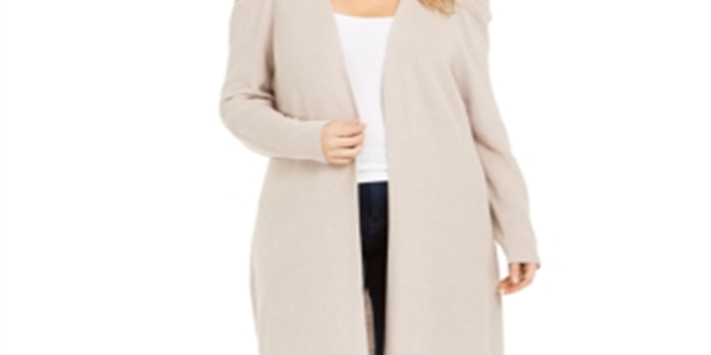 INC International Concepts Women's Puff Sleeve Cardigan Sweater Brown Size 2XL