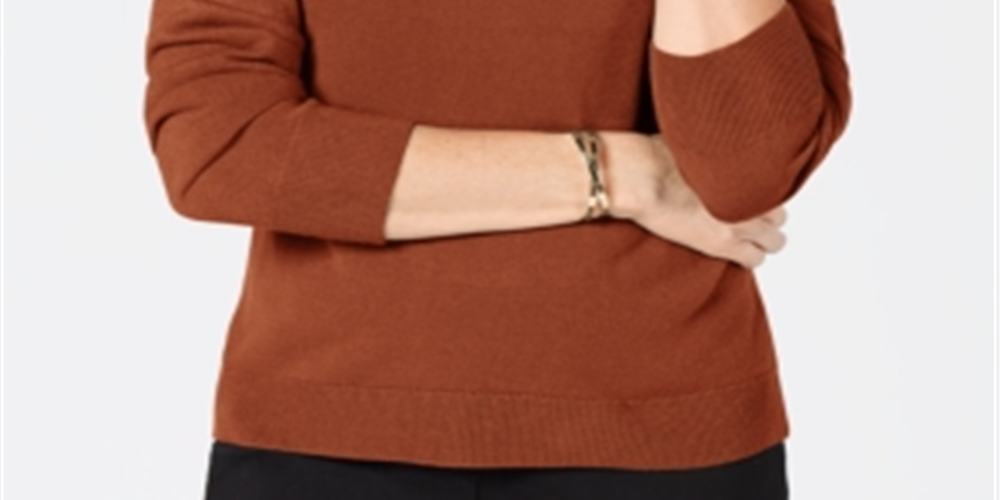 Karen Scott Women's Long Sleeve Blouse Orange Size Petite Small
