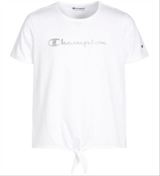 Champion Toddler Girl's Logo Print Tie Front T-Shirt White Size 2T