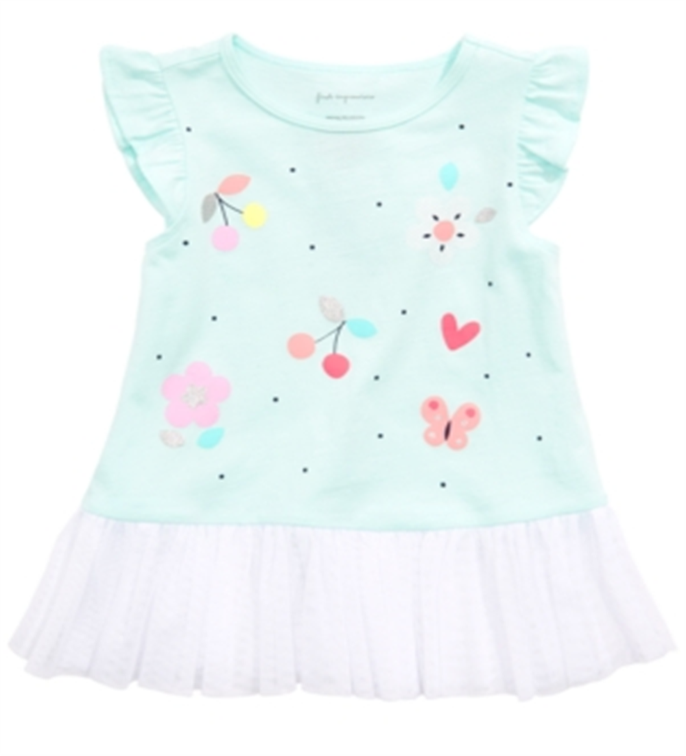 First Impressions Baby Girl's Flower Peplum Tunic Blue Size 24 Months