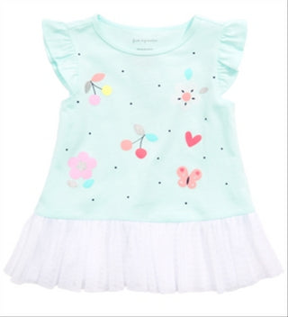 First Impressions Baby Girl's Flower Peplum Tunic Blue Size 24 Months