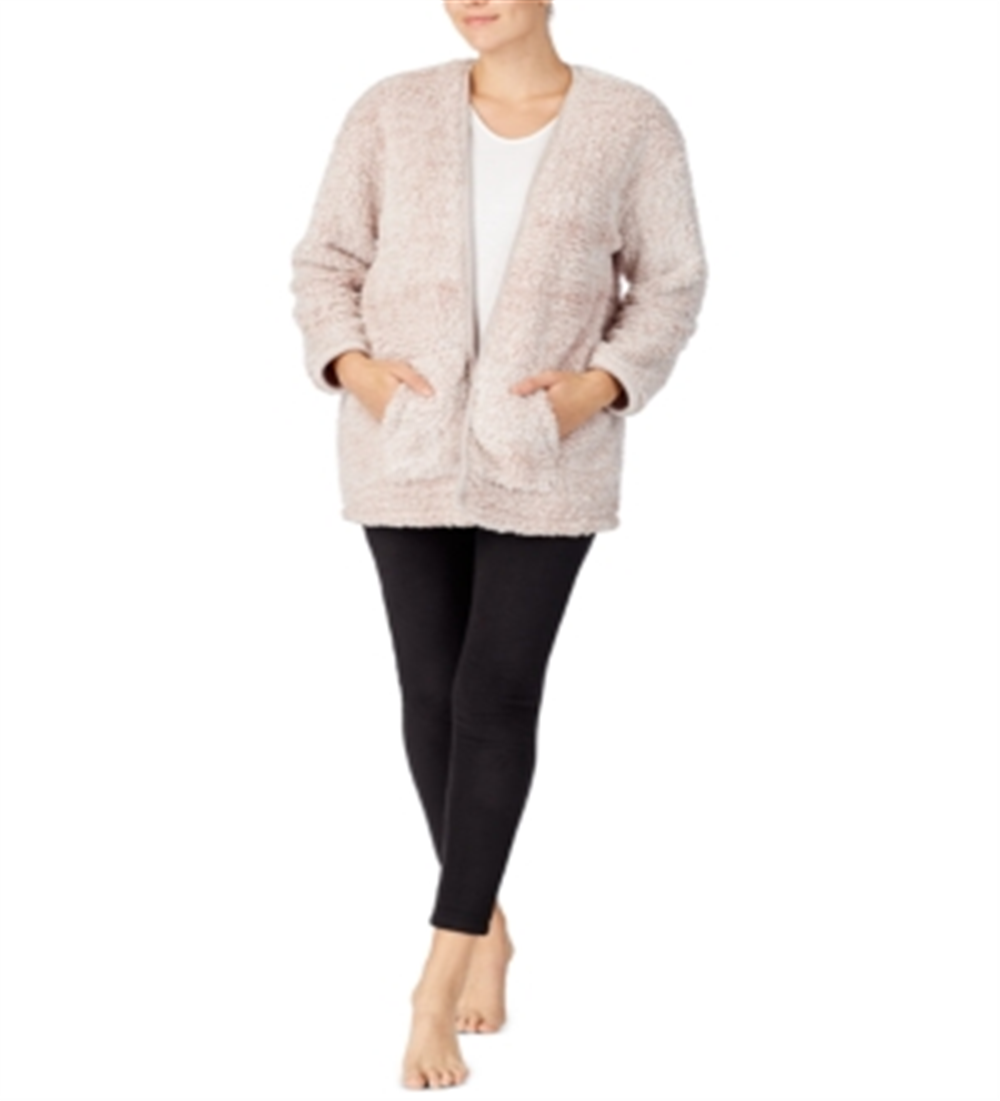 Cuddl Duds Women's Open Front Faux Fur Cardigan Pink Size S/M