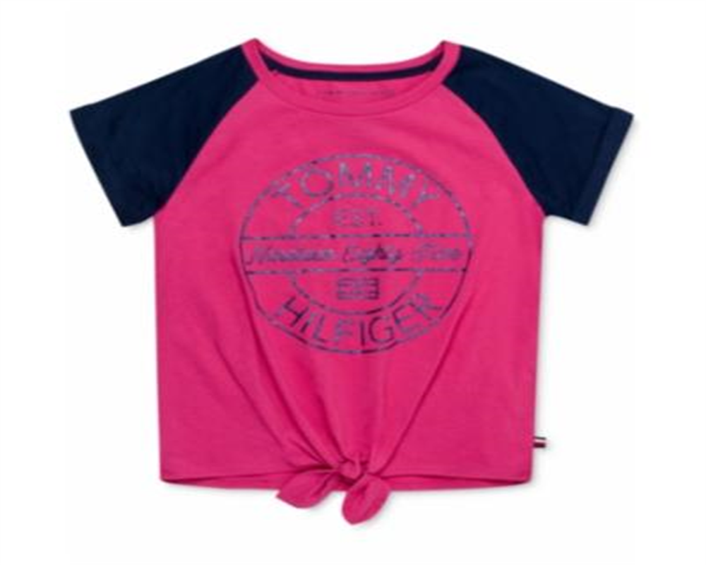 Tommy Hilfiger Toddler Girl's Logo Print Tie Front T-Shirt Pink  Size 3T
