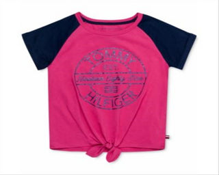 Tommy Hilfiger Toddler Girl's Logo Print Tie Front T-Shirt Pink  Size 3T