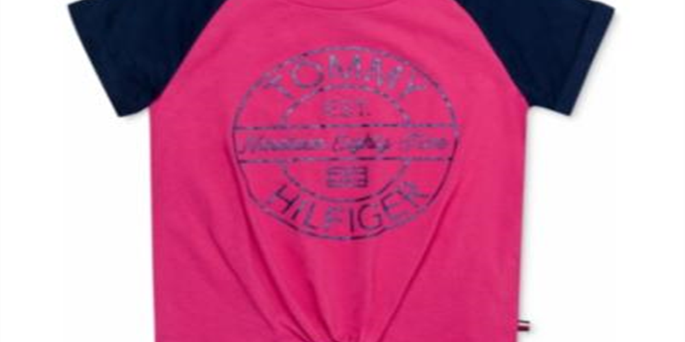 Tommy Hilfiger Toddler Girl's Logo Print Tie Front T-Shirt Pink  Size 3T