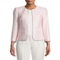 Anne Klein Women's Tweed Open Front Collarless Blazer Pink Size 4