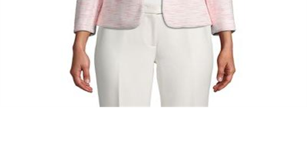 Anne Klein Women's Tweed Open Front Collarless Blazer Pink Size 4