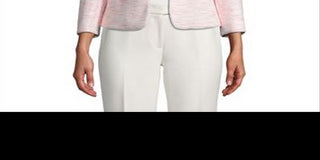 Anne Klein Women's Tweed Open Front Collarless Blazer Pink Size 4