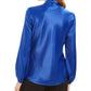 Kasper Women's Tie Neck Blouse Blue Size Petite X-Large