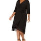 Love Squared Women's Plus Wrap Lace Trim Cocktail Dress Black Size 2XL