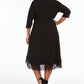 Love Squared Women's Plus Wrap Lace Trim Cocktail Dress Black Size 2XL