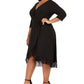 Love Squared Women's Plus Wrap Lace Trim Cocktail Dress Black Size 2XL