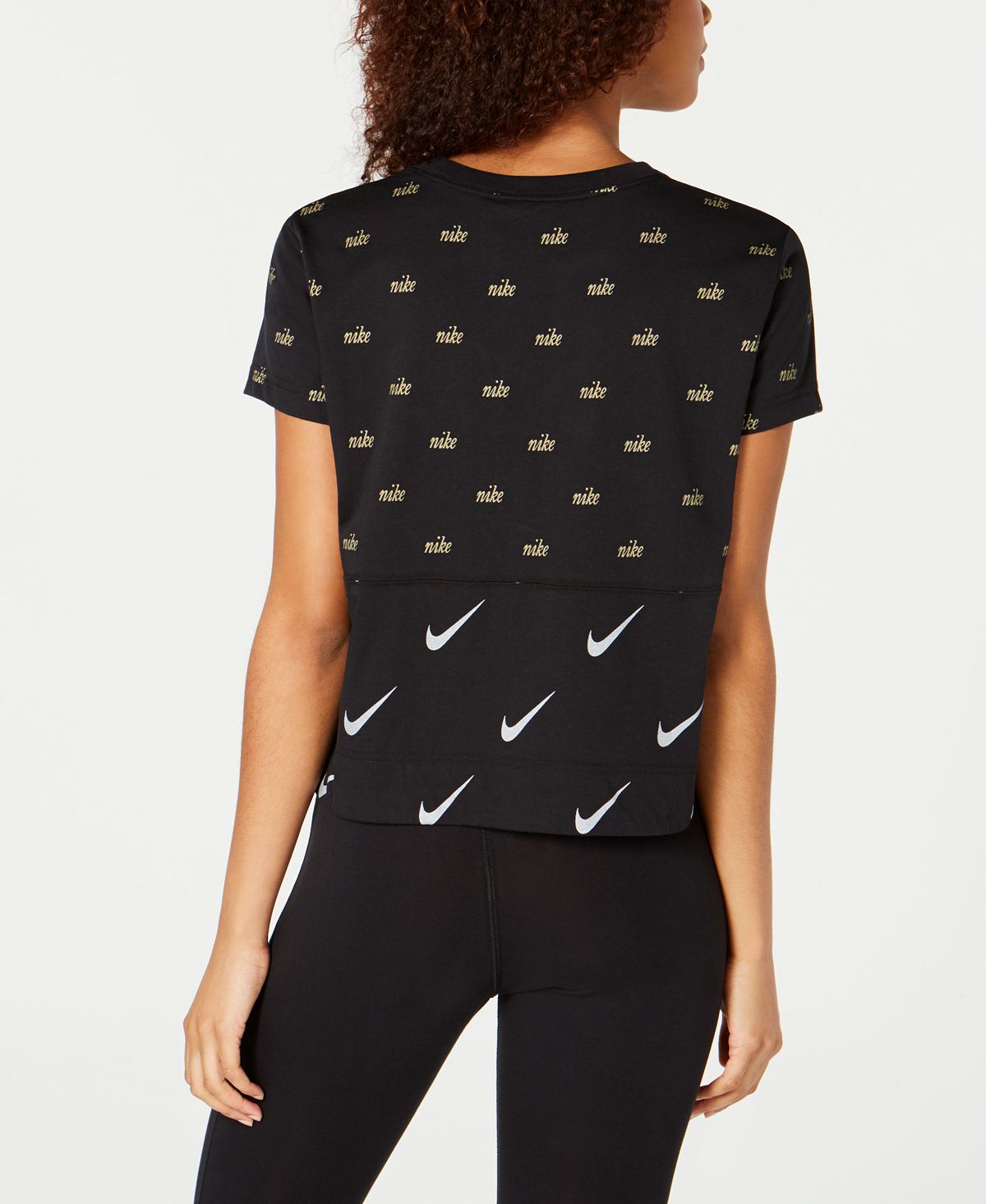 Metallic Short Sleeve Tee Black Size Small