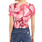 Bar III Women's Printed Smocked Top Pink Size 2XS
