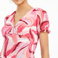 Bar III Women's Printed Smocked Top Pink Size 2XS
