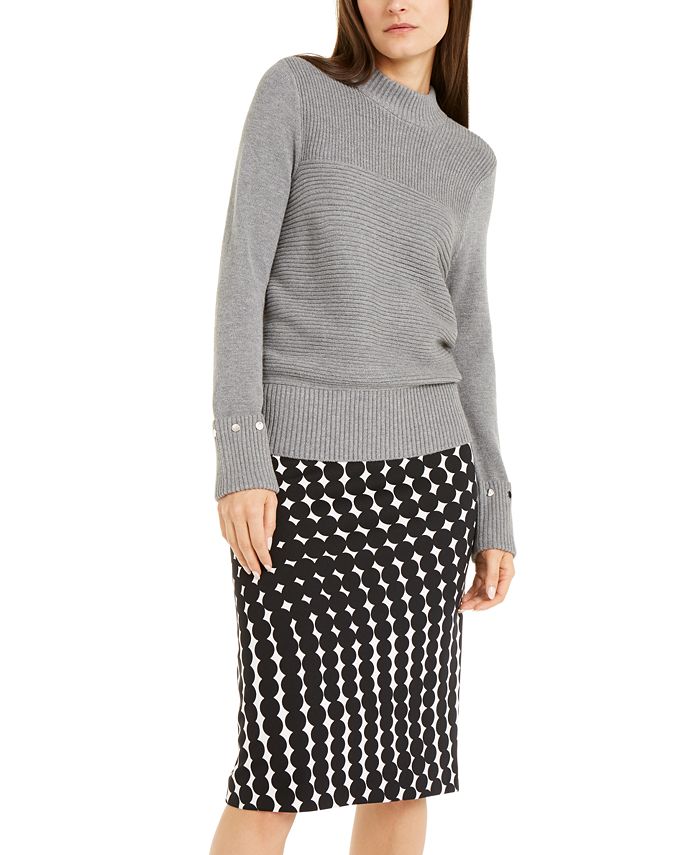 Alfani Women's Pullover Knit Mock Turtleneck Sweater Gray Size XL