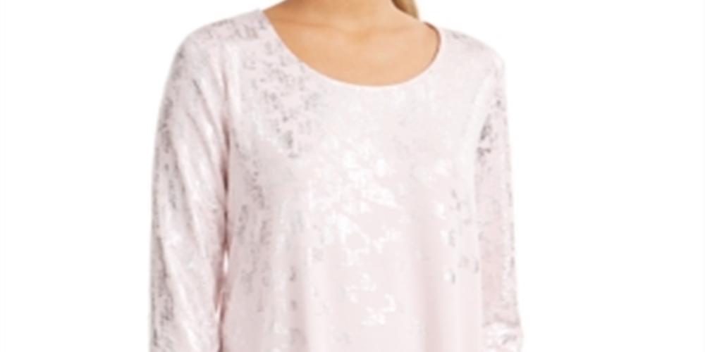 JM Collection Women's Printed T-Shirt Pink Size 2XL