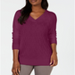 Karen Scott Women's Long Sleeve V Neck T-Shirt Purple Size X-Small
