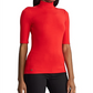Ralph Lauren Women's Willa Jersey Elbow Sleeve Turtleneck Top Red Size Medium