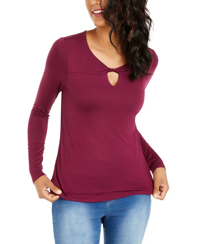 Thalia Sodi Women's Twist Neckline Top Purple Size XL