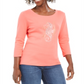Karen Scott Women's Cotton Embellished Seahorse Top Orange Size -Petite XL
