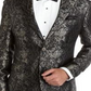 Mens Suit Jacket Jacquard Slim-Fit Two-Button Black  46