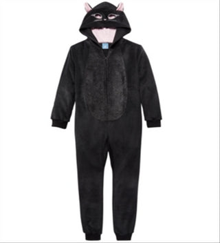 Max & Olivia Little & Big Girl's Cat Coverall Pajama Black Size M