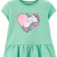 Carter's Toddler Girl's Cotton Unicorn Peplum T-Shirt Green Size 4T