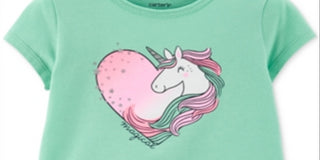 Carter's Toddler Girl's Cotton Unicorn Peplum T-Shirt Green Size 4T