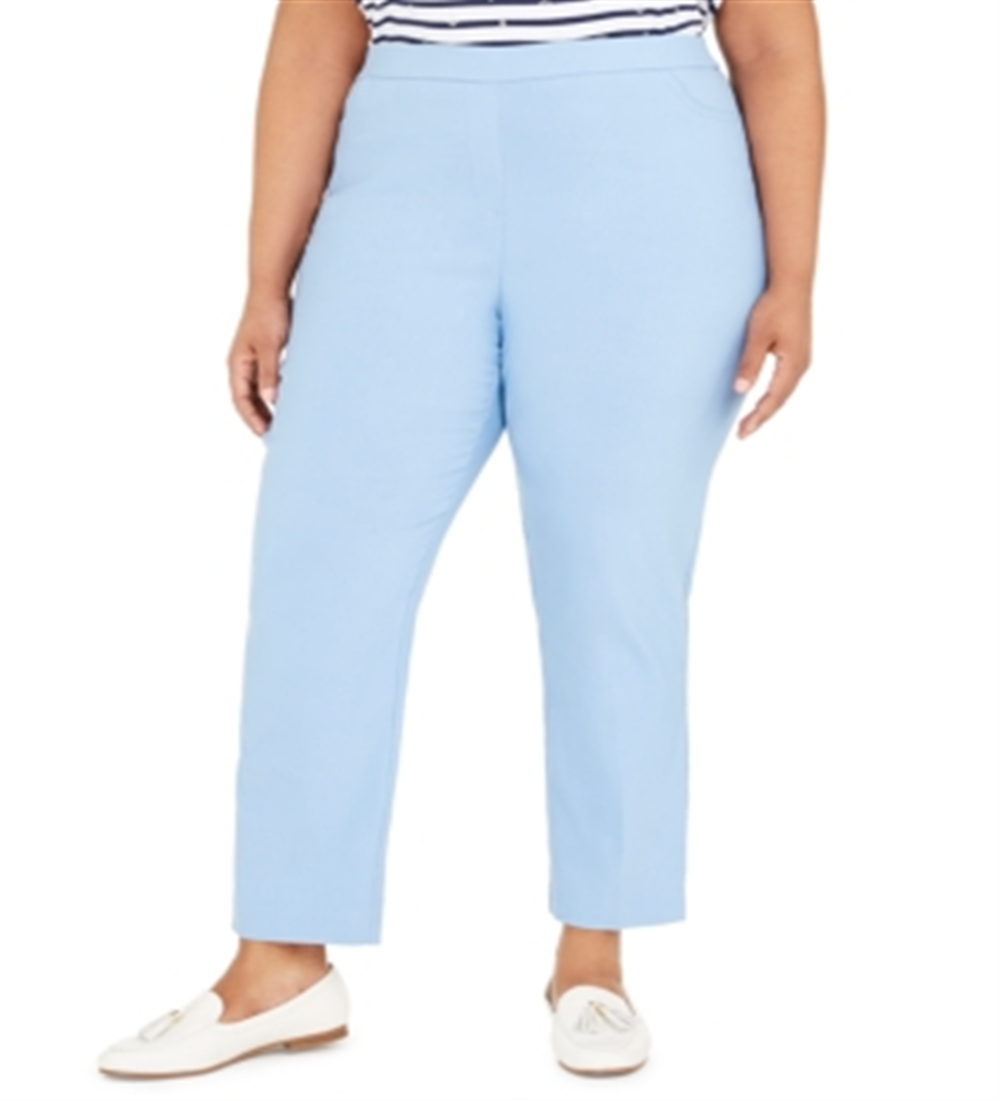 Alfred Dunner Women's  Plus Size Classic Allure Tummy Control Pull-on Pants Blue Size 16W