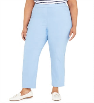 Alfred Dunner Women's  Plus Size Classic Allure Tummy Control Pull-on Pants Blue Size 16W