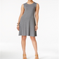 Style & Co Women's Sleeveless Swing Dress Gray Size Petite Medium