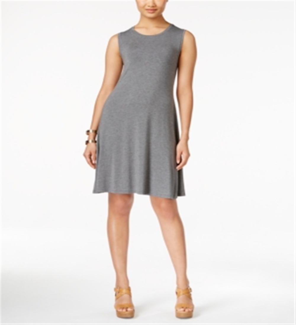 Style & Co Women's Sleeveless Swing Dress Gray Size Petite Medium