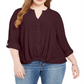 INC International Concepts Women's Plus Twist Front Shirt Purple Size -4X