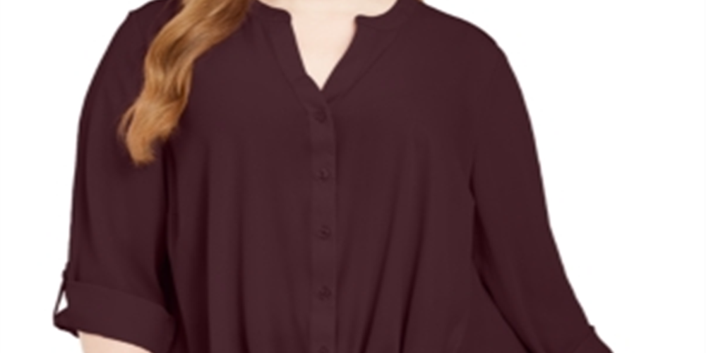 INC International Concepts Women's Plus Twist Front Shirt Purple Size -4X